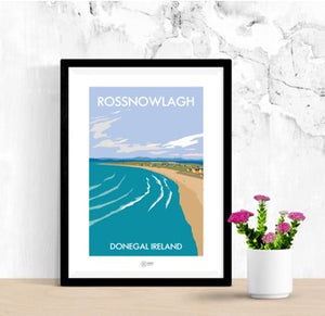 Rossnowlagh Beach Vintage Print (Blue Sky)
